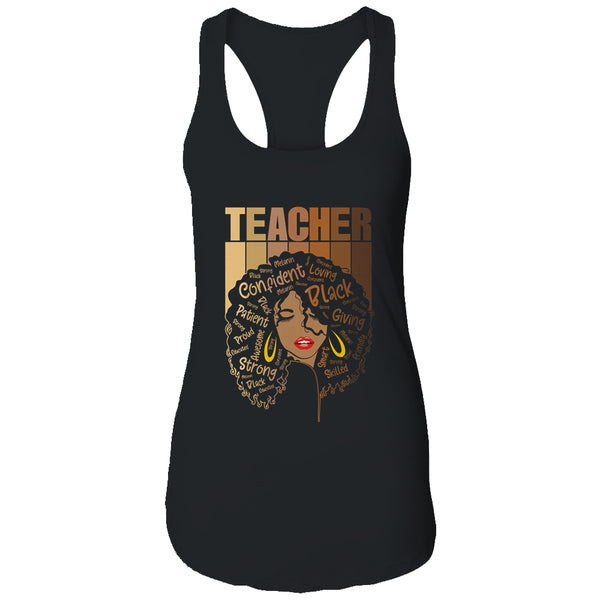 Black Woman Teacher Afro Retro Black History Month Women s Ideal Racerback Tank Black 600x.jpg