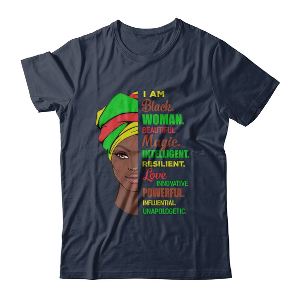 I Am Black Woman Black History Month Classic T Shirt Navy 600x.jpg