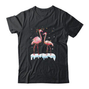 Flamingo Christmas Tree Santa Hat Light Classic T Shirt Black 600x.jpg