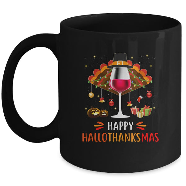 Happy Hallothanksmas Halloween Thanksgiving Wine Turkey Mug 11oz Mug Black 600x 1.jpg