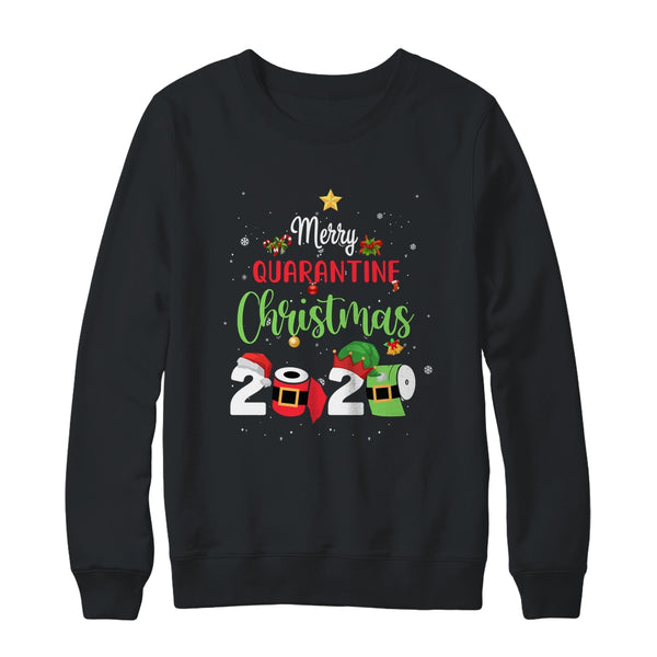Merry Quarantine Christmas Pajamas Family Matching Xmas Gift Crewneck Sweatshirt Black 600x.jpg