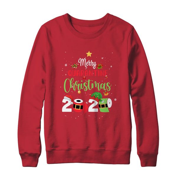 Merry Quarantine Christmas Pajamas Family Matching Xmas Gift Crewneck Sweatshirt Red 600x.jpg