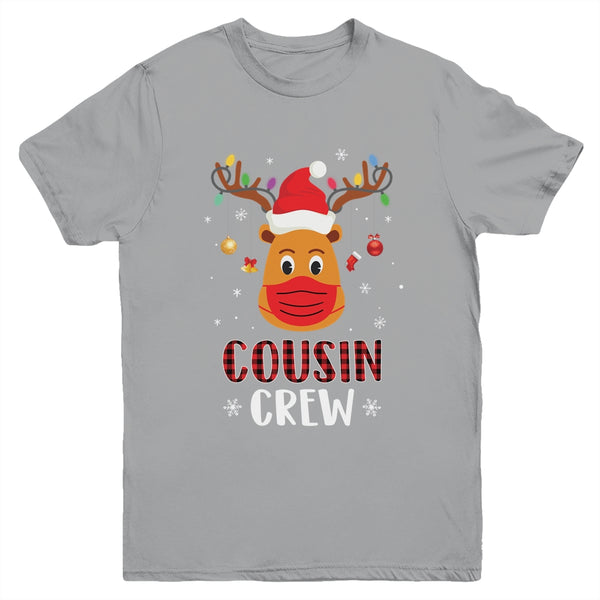 Christmas Cousin Crew Reindeer Mask Red Plaid Youth Youth T Shirt Sport Grey 600x.jpg