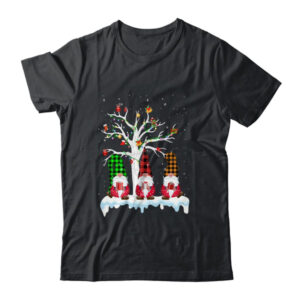 Cute Gnome Buffalo Plaid Christmas Tree Light Ugly Santa Hat Classic T Shirt Black 600x.jpg