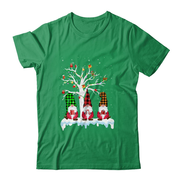 Cute Gnome Buffalo Plaid Christmas Tree Light Ugly Santa Hat Classic T Shirt Irish Green 600x.jpg