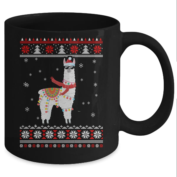 Llama Alpaca Christmas Tree Funny Ugly Christmas Sweater Mug 11oz Mug Black d4b5a5de c74e 4d98 8946 f0702691476a 600x.jpg