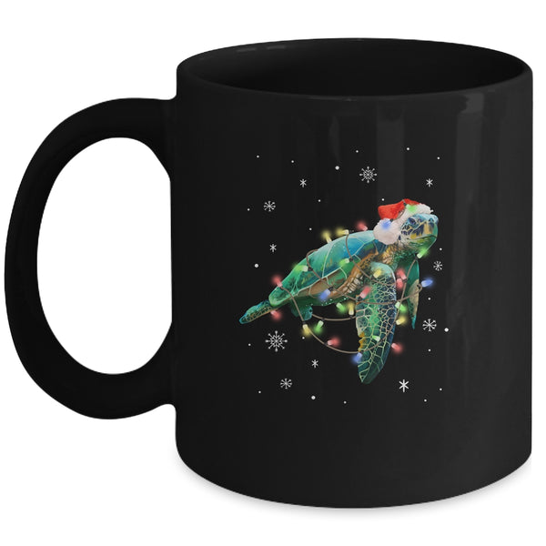 Sea Turtle Lights Funny Santa Hat Merry Christmas Mug 11oz Mug Black 600x.jpg