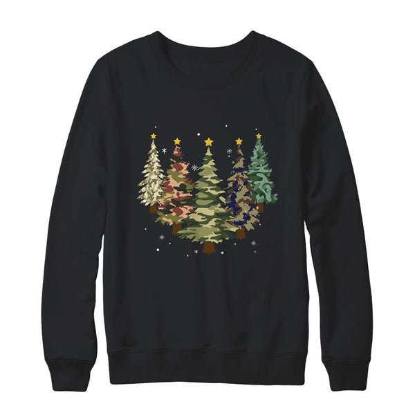 Camo Print Christmas Trees With Camouflage Print Xmas Crewneck Sweatshirt Black 600x.jpg