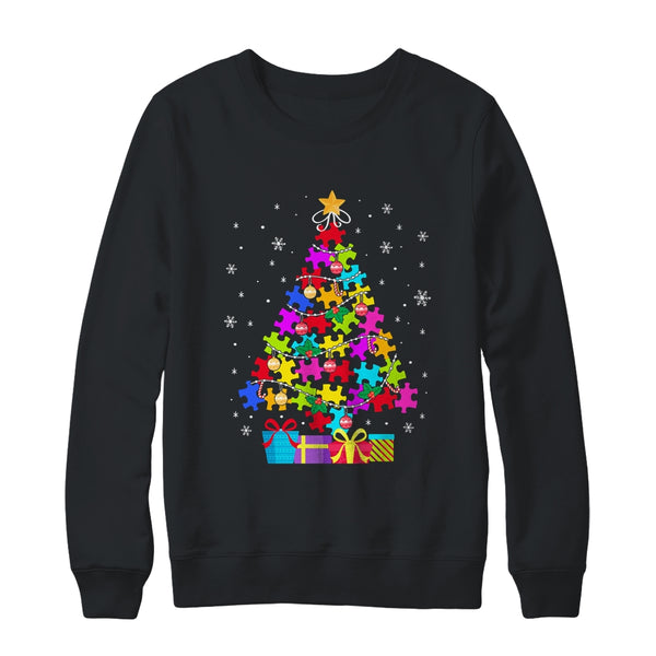 Autism Christmas Tree Gift For A Proud Autistic Person Crewneck Sweatshirt Black 600x.jpg