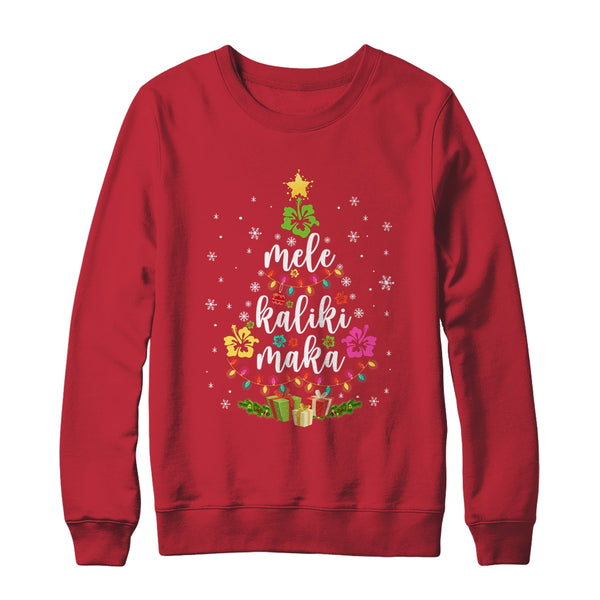 Mele Kalikimaka Hawaiian Hawaii Christmas Tree Gifts Crewneck Sweatshirt Red 600x.jpg