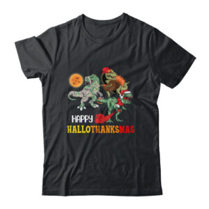 Happy Hallothanksmas Thanksgiving Dinosaur T Rex Turkey Classic T Shirt Black 600x 1.jpg