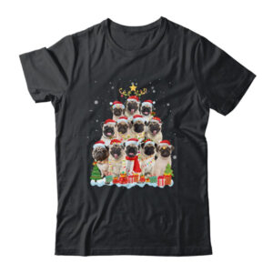 Pug Christmas Tree Pajama Xmas Classic T Shirt Black 600x.jpg