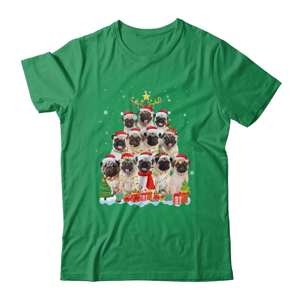 Pug Christmas Tree Pajama Xmas Classic T Shirt Irish Green 600x.jpg