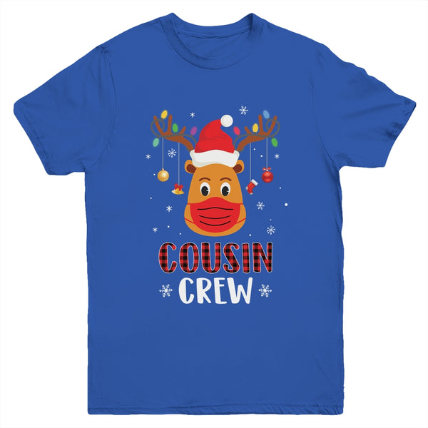 Christmas Cousin Crew Reindeer Mask Red Plaid Youth Youth T Shirt Royal 600x 1.jpg