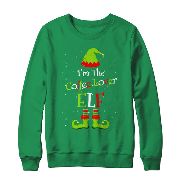 I m The Coffee Lover Elf Family Matching Funny Christmas Group Gift Crewneck Sweatshirt Irish Green 600x.jpg