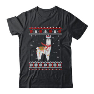 Llama Alpaca Christmas Tree Funny Ugly Christmas Sweater Classic T Shirt Black 600x.jpg