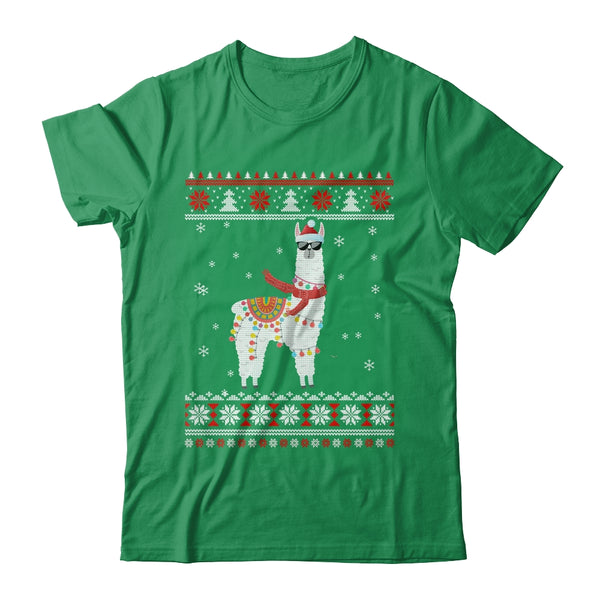 Llama Alpaca Christmas Tree Funny Ugly Christmas Sweater Classic T Shirt Irish Green 600x.jpg