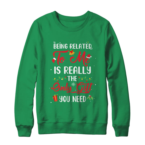 Being Related To Me Cute Christmas Family Xmas Pajama Couple Crewneck Sweatshirt Irish Green 600x.jpg