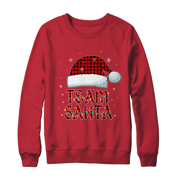Team Santa Red Plaid Claus Hat Christmas Crewneck Sweatshirt Red 600x.jpg