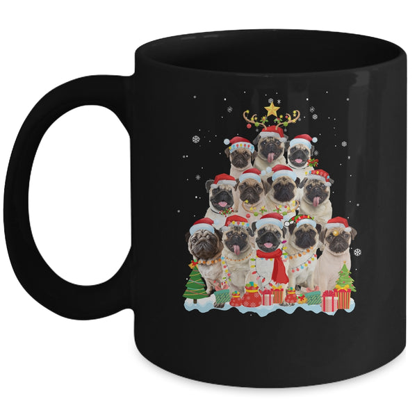 Pug Christmas Tree Pajama Xmas Mug 11oz Mug Black 600x.jpg