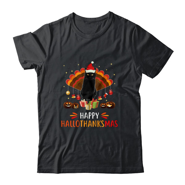 Black Cat Halloween Thanksgiving Christmas Hallothanksmas Classic T Shirt Black 600x 2.jpg