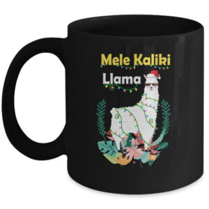 Mele Kalikimaka Christmas Hawaiian Llama X Mas Lights Mug 11oz Mug Black 600x.jpg