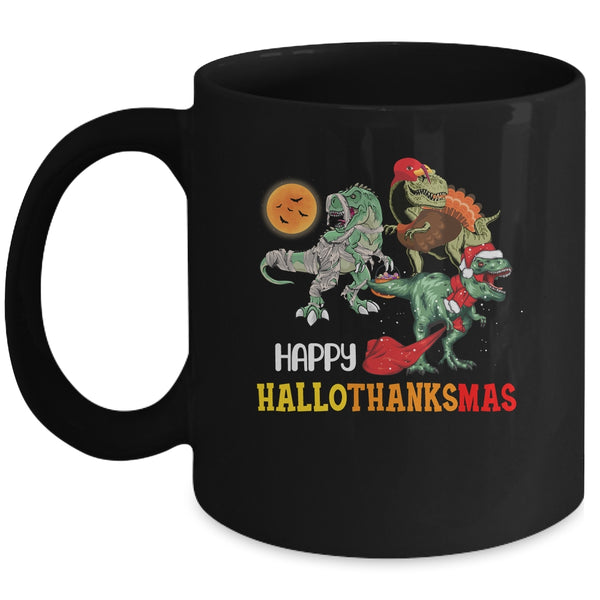 Happy Hallothanksmas Thanksgiving Dinosaur T Rex Turkey Mug 11oz Mug Black 600x 1.jpg