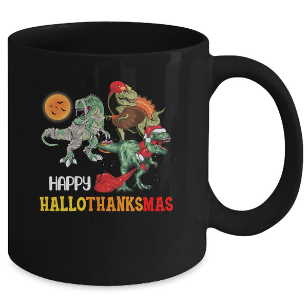 Happy Hallothanksmas Thanksgiving Dinosaur T Rex Turkey Mug 11oz Mug Black 5db29344 4398 41c1 840a 3ac55efa13fd 600x 1.jpg