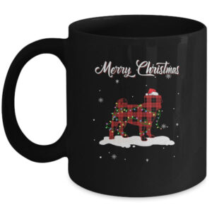 Pug Christmas Red Plaid Dog Lover Pajama Family Gift Mug 11oz Mug Black 600x.jpg
