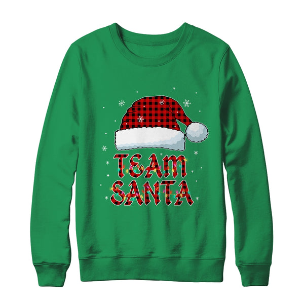 Team Santa Red Plaid Claus Hat Christmas Crewneck Sweatshirt Irish Green 600x 1.jpg