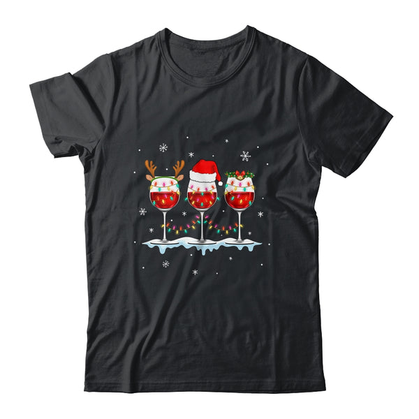 Wine Glass Christmas Santa Hat Reindeer Funny Christmas Gift Classic T Shirt Black 600x.jpg