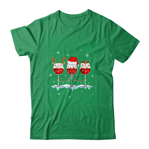 Wine Glass Christmas Santa Hat Reindeer Funny Christmas Gift Classic T Shirt Irish Green 600x.jpg
