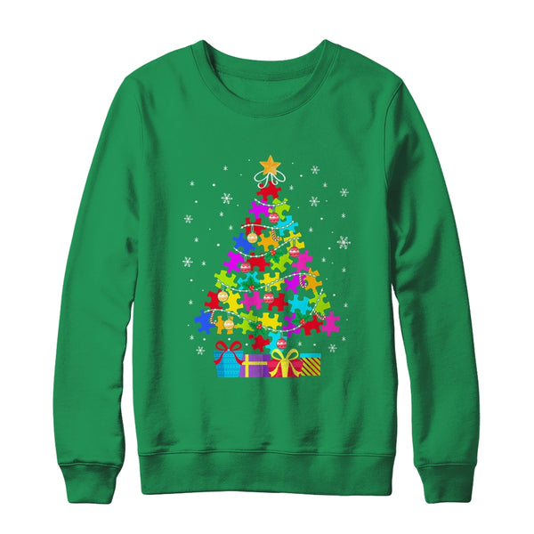 Autism Christmas Tree Gift For A Proud Autistic Person Crewneck Sweatshirt Irish Green 600x 1.jpg