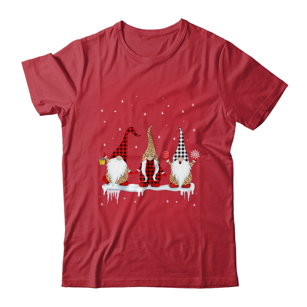 Three Gnomes In Leopard Printed Buffalo Plaid Christmas Gift Classic T Shirt Red 600x.jpg