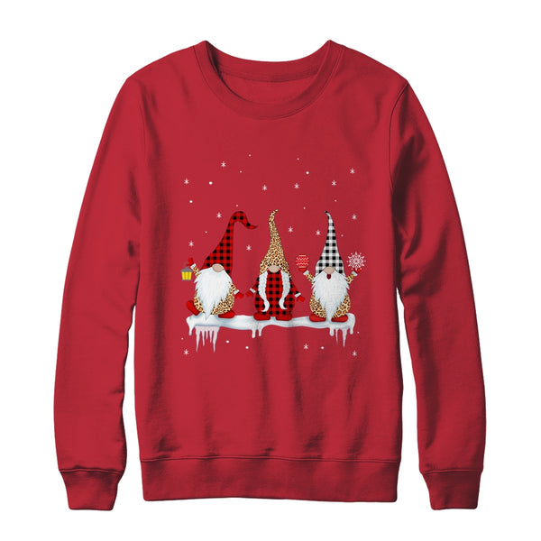Three Gnomes In Leopard Printed Buffalo Plaid Christmas Gift Crewneck Sweatshirt Red 600x.jpg