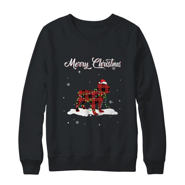Bulldog Christmas Red Plaid Dog Lover Pajama Family Gift Crewneck Sweatshirt Black 600x 1.jpg