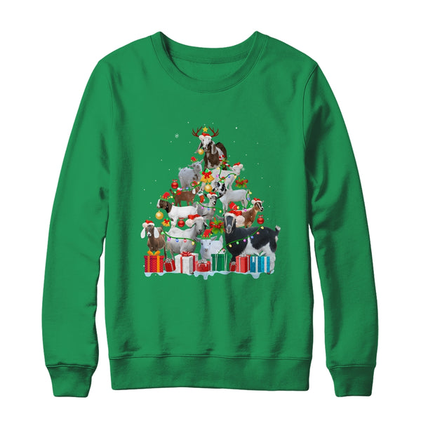 Christmas Goat On Tree Funny Santa Goat Lover Crewneck Sweatshirt Irish Green 600x.jpg