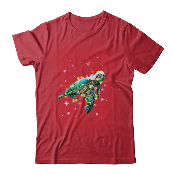Sea Turtle Lights Funny Santa Hat Merry Christmas Classic T Shirt Red 600x 3.jpg