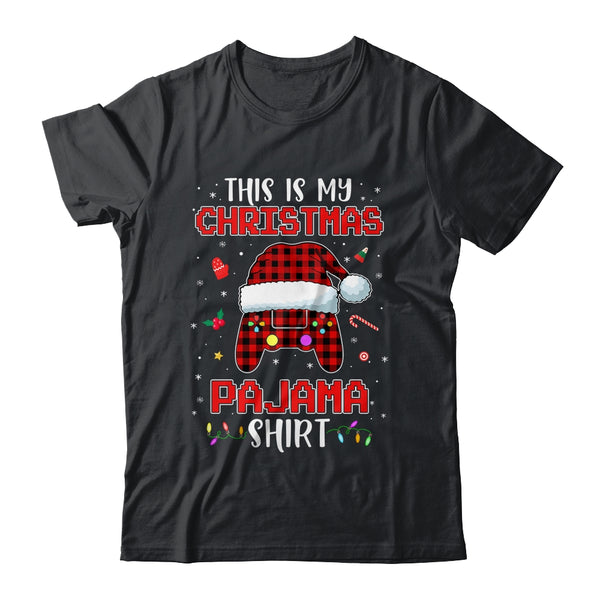 Christmas Gamer Santa Red Plaid This Is My Christmas Pajama Classic T Shirt Black 600x.jpg