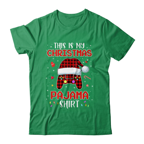 Christmas Gamer Santa Red Plaid This Is My Christmas Pajama Classic T Shirt Irish Green 600x.jpg