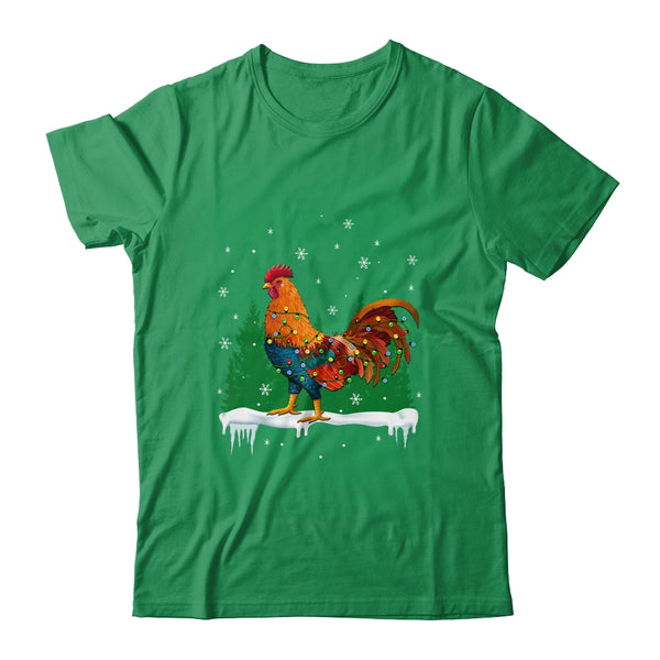 Christmas Rooster Xmas Farmer Chicken Lights Snowflakes Classic T Shirt Irish Green 600x.jpg