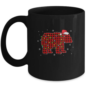 Red Plaid Bear Christmas Lights Santa Hat Pajamas Mug 11oz Mug Black 600x.jpg