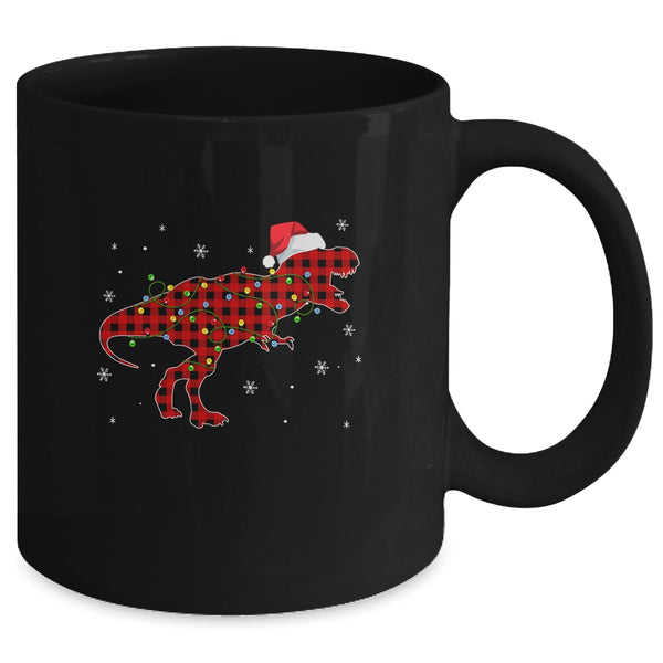 Red Plaid Dinosaur Christmas Lights Santa Hat Pajamas Mug 11oz Mug Black c86158e8 eb74 4d54 a694 3fead21dfab8 600x.jpg