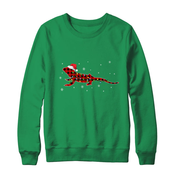 Red Plaid Bearded Dragon Christmas Lights Santa Hat Pajamas Crewneck Sweatshirt Irish Green 600x.jpg