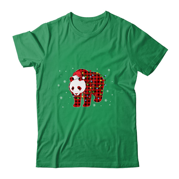 Red Plaid Panda Bear Christmas Lights Santa Hat Pajamas Classic T Shirt Irish Green 600x.jpg