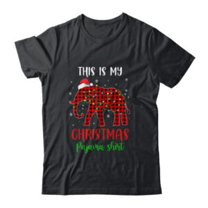 This Is My Christmas Pajama Shirt Elephant Red Plaid Classic T Shirt Black 600x.jpg