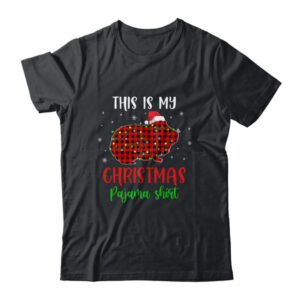 This Is My Christmas Pajama Shirt Guinea Pig Red Plaid Classic T Shirt Black 600x.jpg