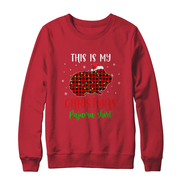 This Is My Christmas Pajama Shirt Guinea Pig Red Plaid Crewneck Sweatshirt Red 600x.jpg