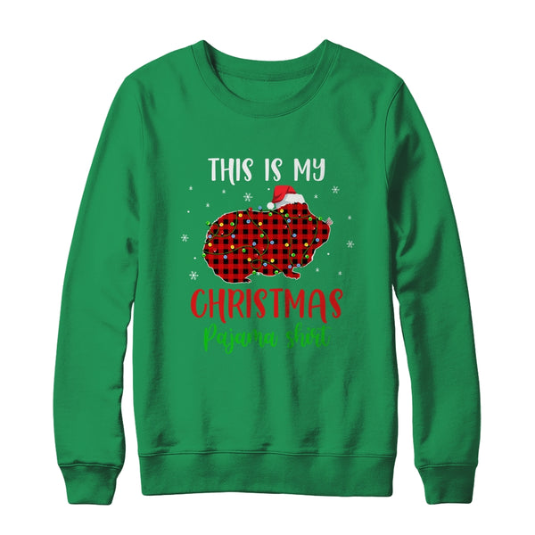 This Is My Christmas Pajama Shirt Guinea Pig Red Plaid Crewneck Sweatshirt Irish Green 600x.jpg