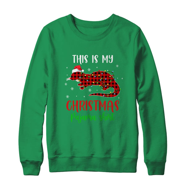 This Is My Christmas Pajama Shirt Otter Red Plaid Crewneck Sweatshirt Irish Green 600x.jpg